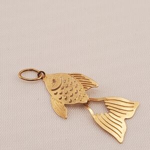 14k Gold Betta Fish Pendant